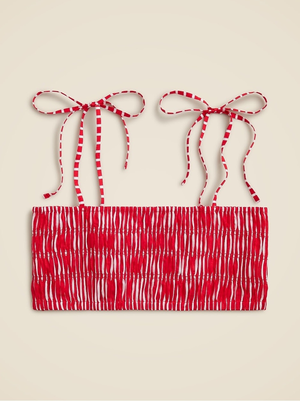 Jcrew Red smocked Bandeau Top with Tie Straps